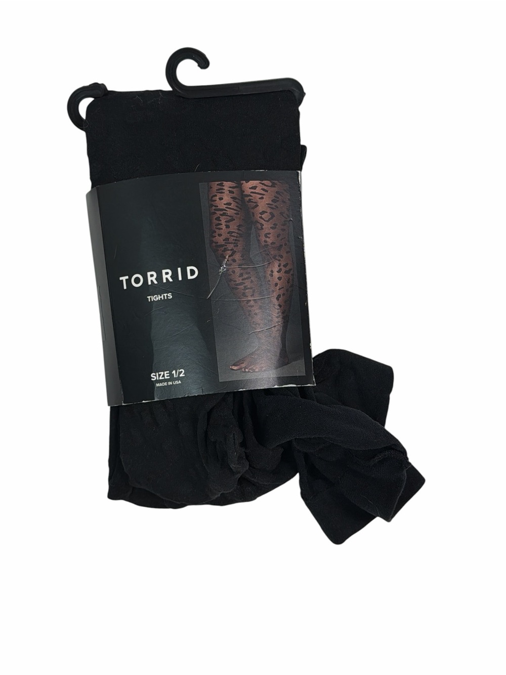 Torrid Leopard Print Tights Size 1/2 Plus Size Black Sheer Patterned Pantyhose H